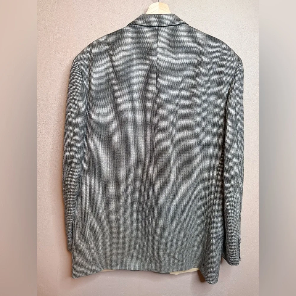 Oscar de la Renta Charcoal Herringbone 100% Wool Blazer Sport Coat 2 Button 44L